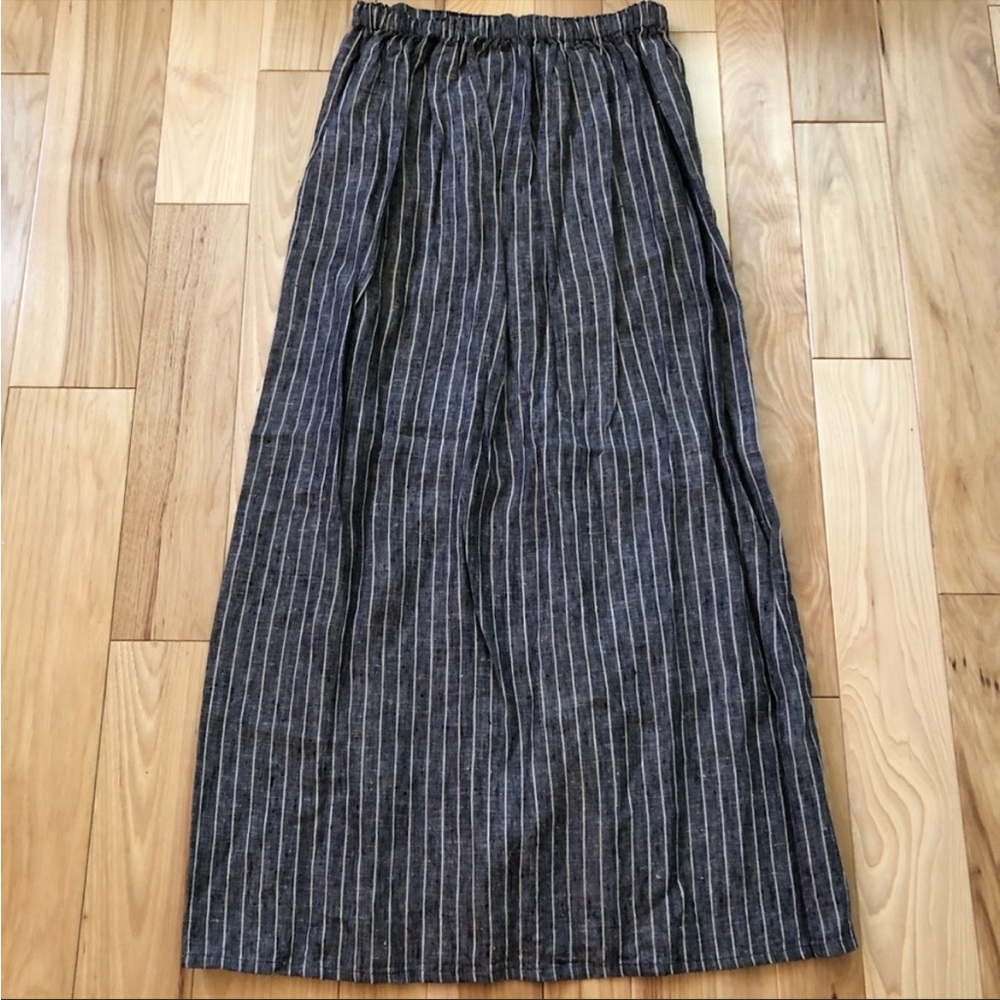 Flax Linen Striped Maxi Skirt